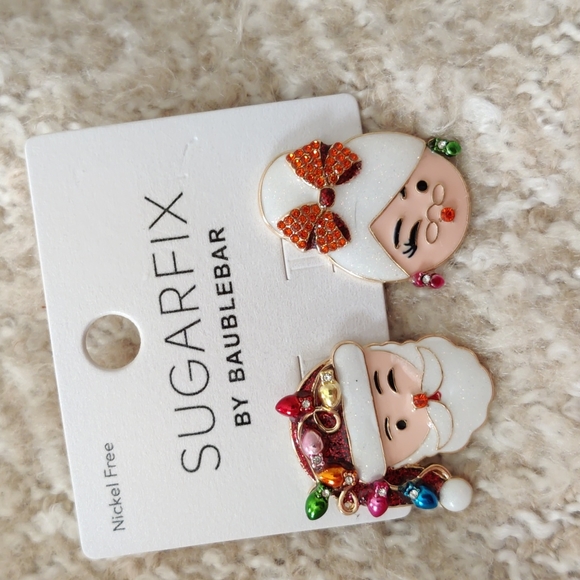 Sugarfix by Baublebar Mr. and Mrs. Claus Earrings NWT - Picture 1 of 6